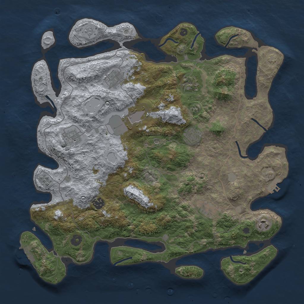 Rust Map: Procedural Map, Size: 4000, Seed: 763585, 17 Monuments