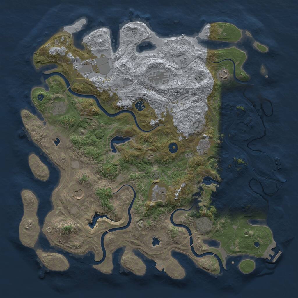 Rust Map: Procedural Map, Size: 4500, Seed: 952538525, 16 Monuments