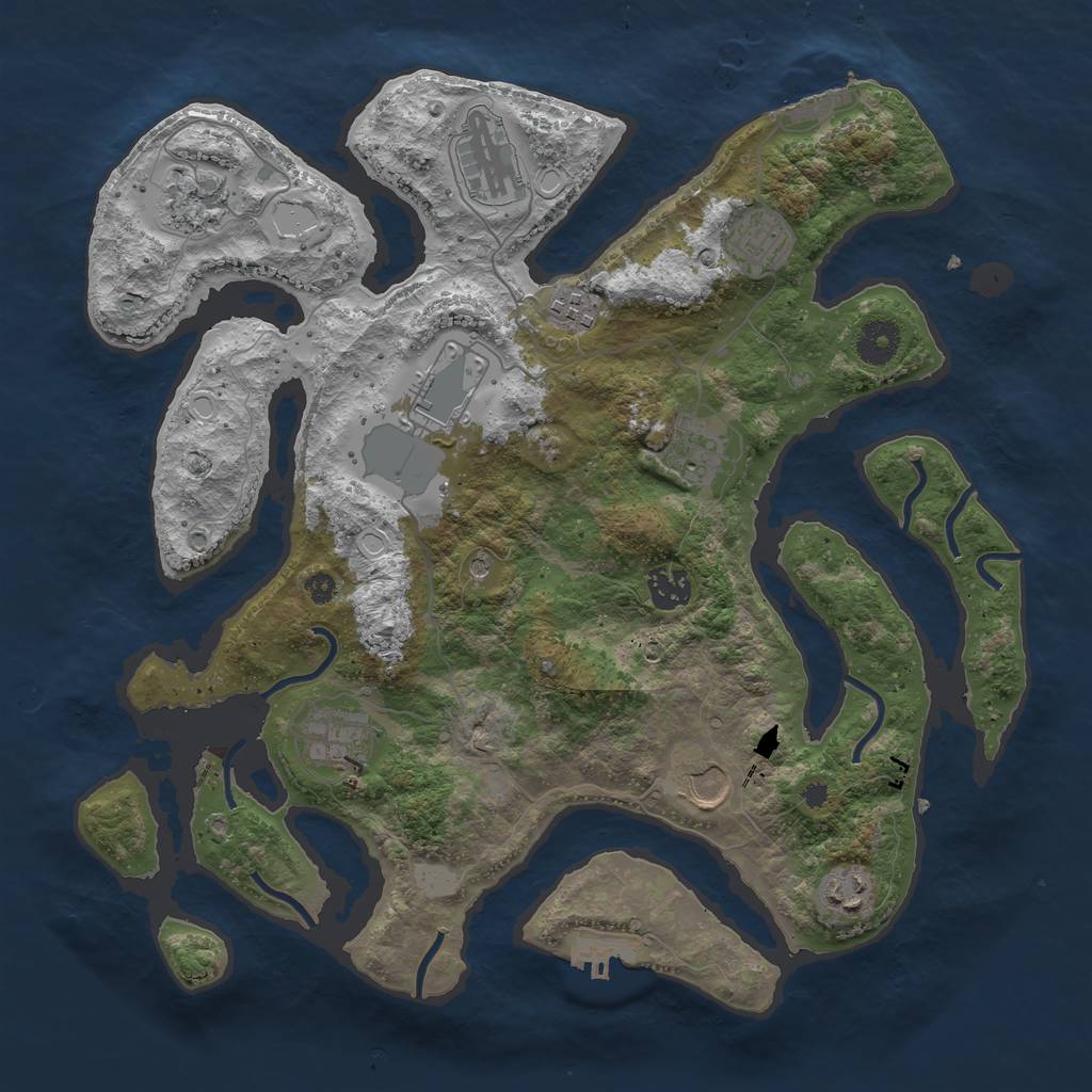 Rust Map: Procedural Map, Size: 3700, Seed: 2329777, 18 Monuments