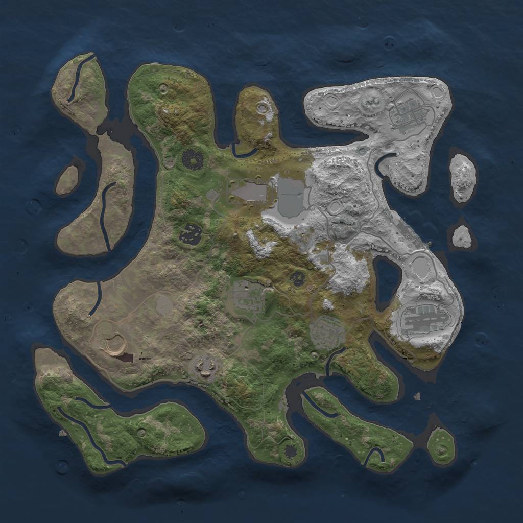 Rust Map: Procedural Map, Size: 3550, Seed: 483425, 14 Monuments