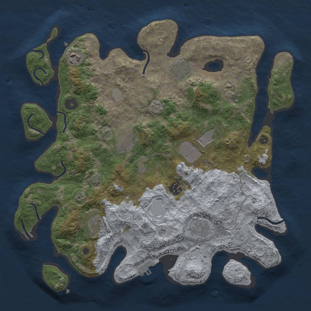 Rust Map: Procedural Map, Size: 3700, Seed: 4890623, 16 Monuments