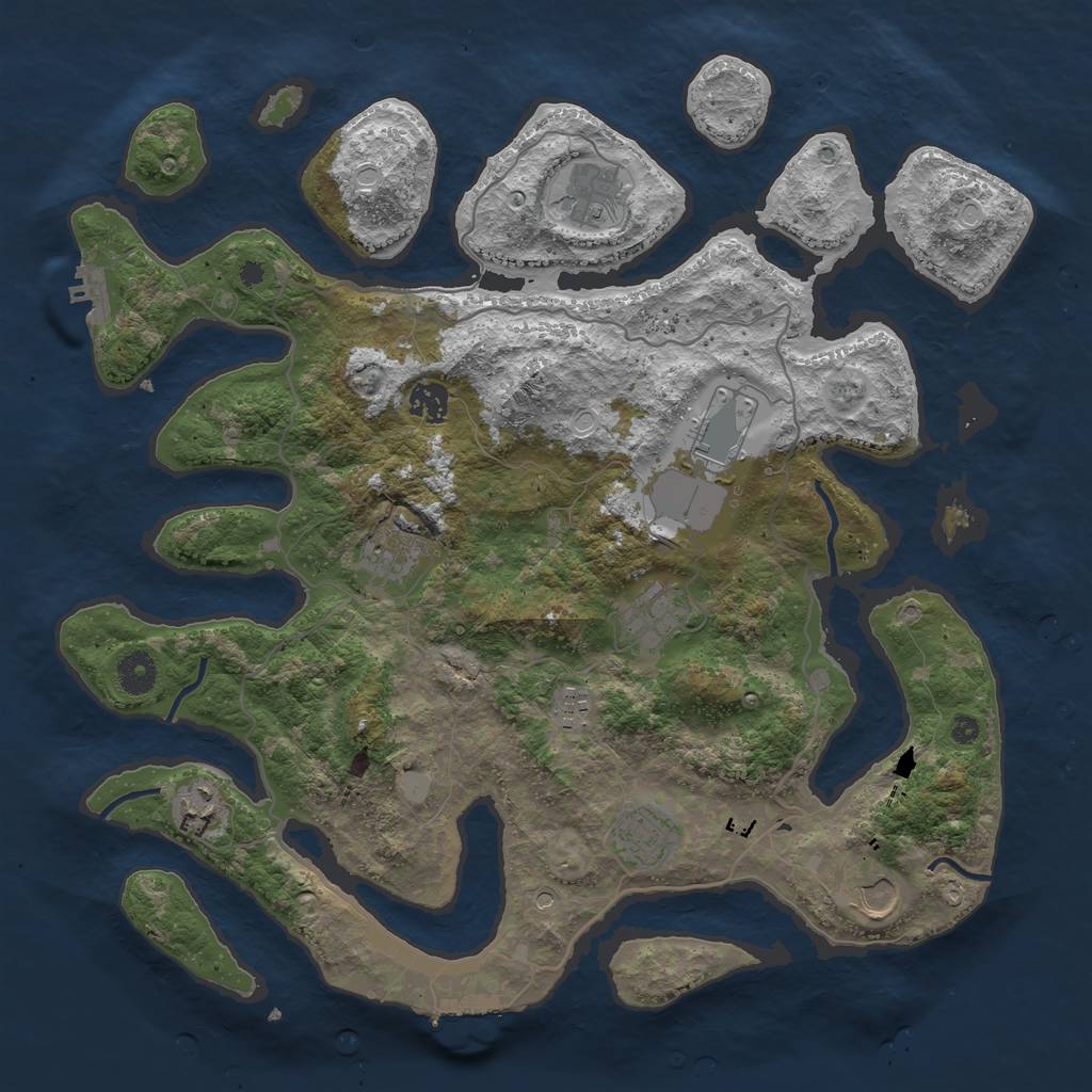 Rust Map: Procedural Map, Size: 4000, Seed: 3336571, 17 Monuments