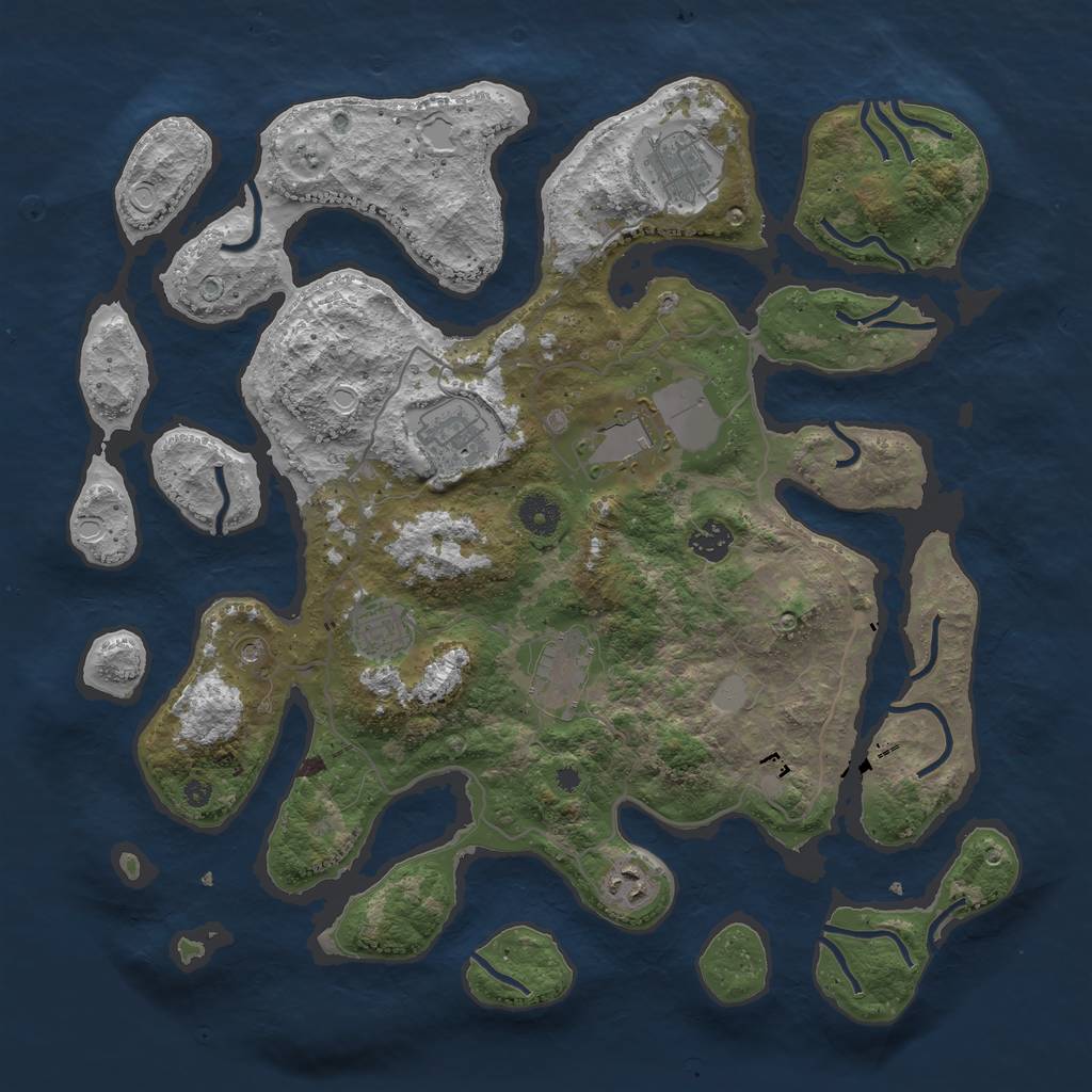 Rust Map: Procedural Map, Size: 4000, Seed: 6002791, 13 Monuments