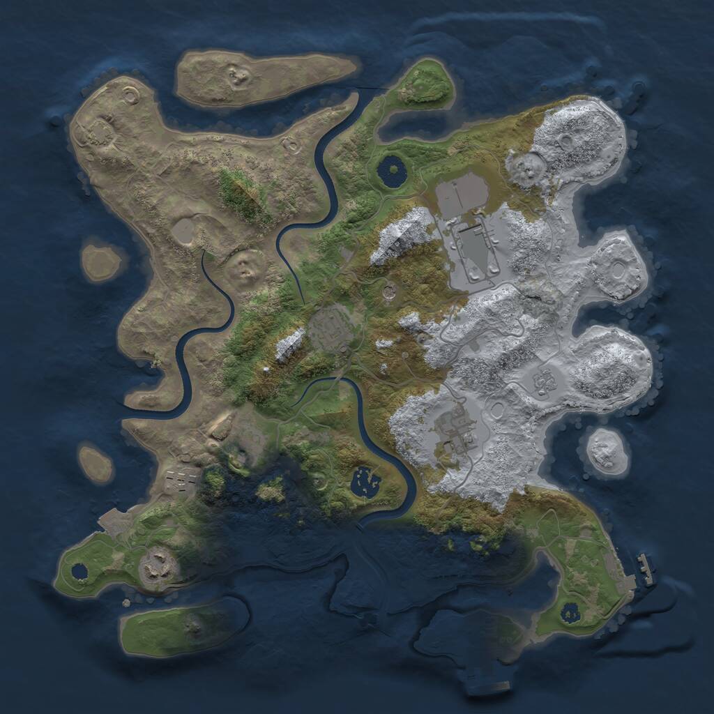 Rust Map: Procedural Map, Size: 3550, Seed: 905666, 13 Monuments