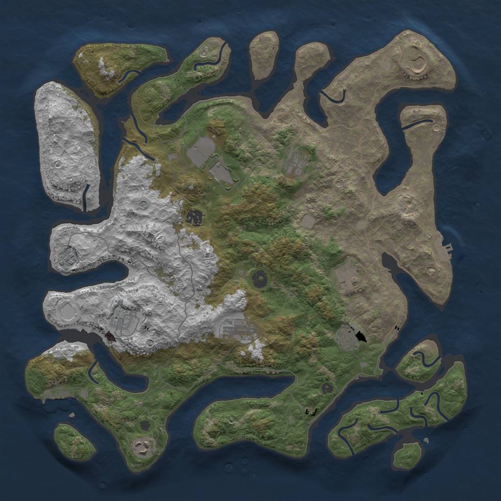 Rust Map: Procedural Map, Size: 4500, Seed: 313296241, 18 Monuments