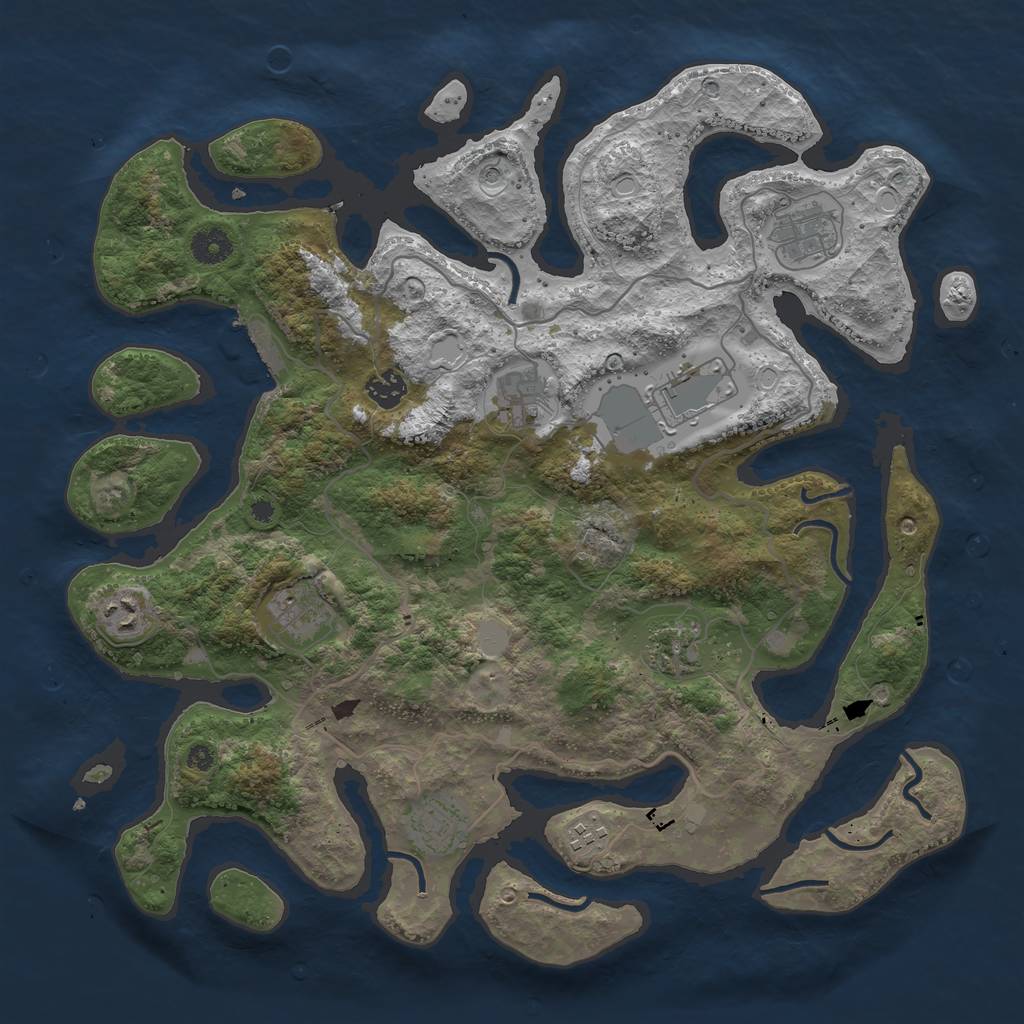 Rust Map: Procedural Map, Size: 4000, Seed: 268551, 16 Monuments