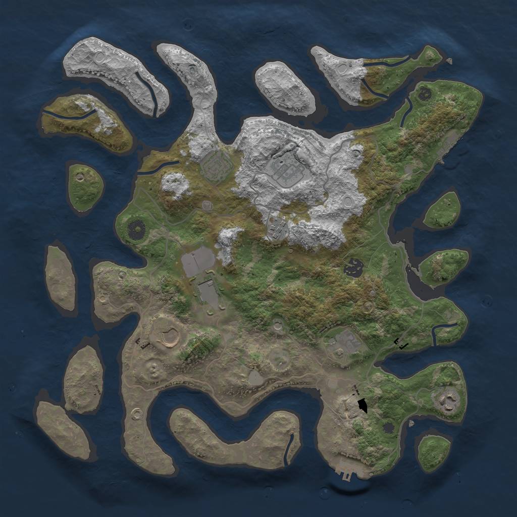 Rust Map: Procedural Map, Size: 4000, Seed: 58345, 16 Monuments