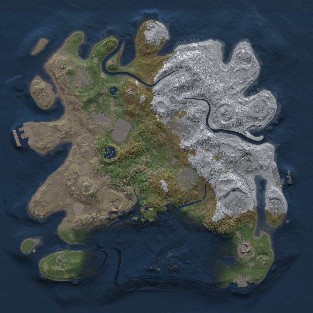 Rust Map: Procedural Map, Size: 3700, Seed: 2610187, 15 Monuments