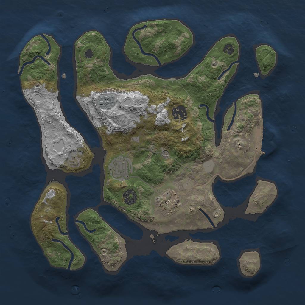 Rust Map: Procedural Map, Size: 3000, Seed: 1210979593, 11 Monuments