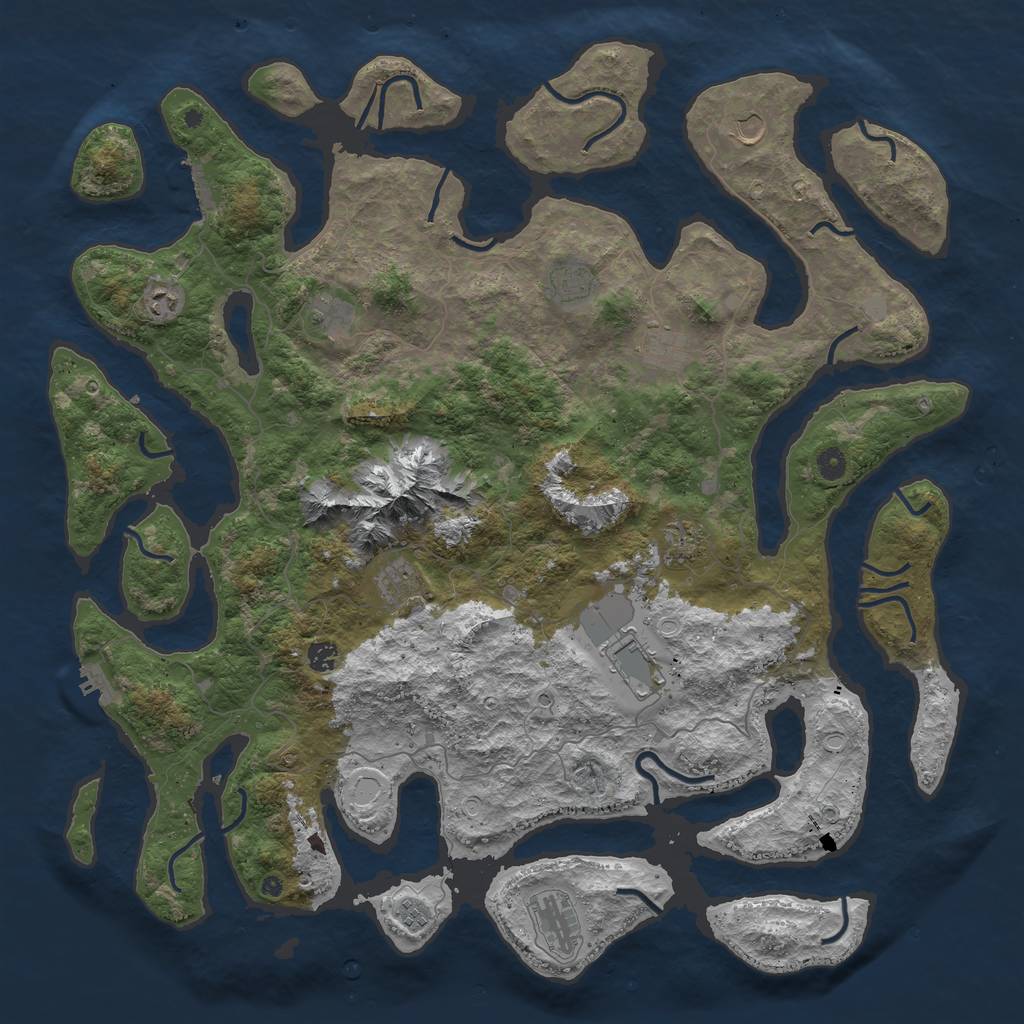 Rust Map: Procedural Map, Size: 5000, Seed: 2033478787, 19 Monuments