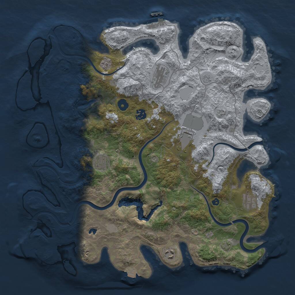 Rust Map: Procedural Map, Size: 4000, Seed: 886618, 13 Monuments
