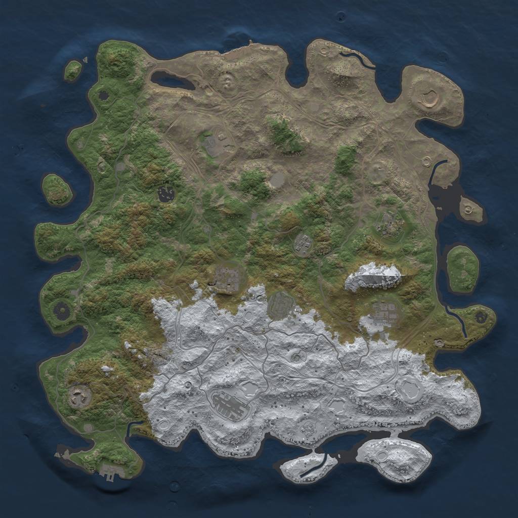 Rust Map: Procedural Map, Size: 4500, Seed: 21193, 19 Monuments