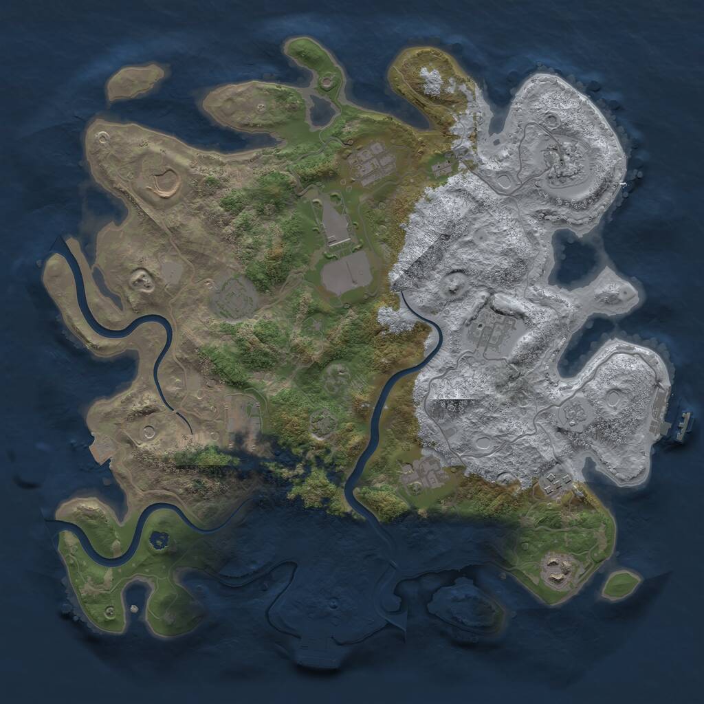 Rust Map: Procedural Map, Size: 3700, Seed: 5914234, 16 Monuments