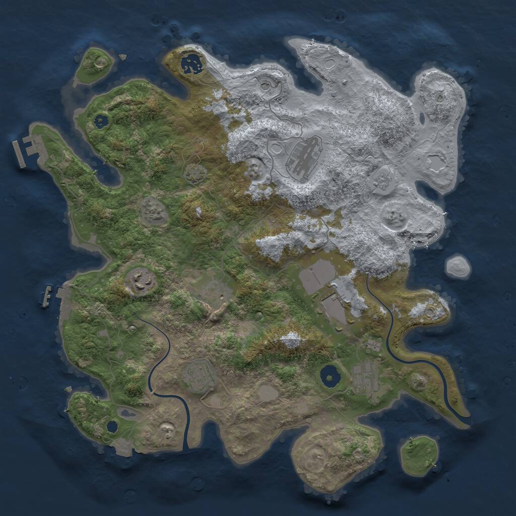 Rust Map: Procedural Map, Size: 3700, Seed: 5232343, 13 Monuments