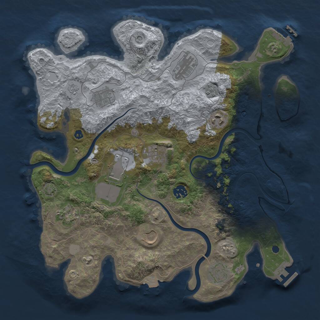 Rust Map: Procedural Map, Size: 3550, Seed: 742577, 16 Monuments
