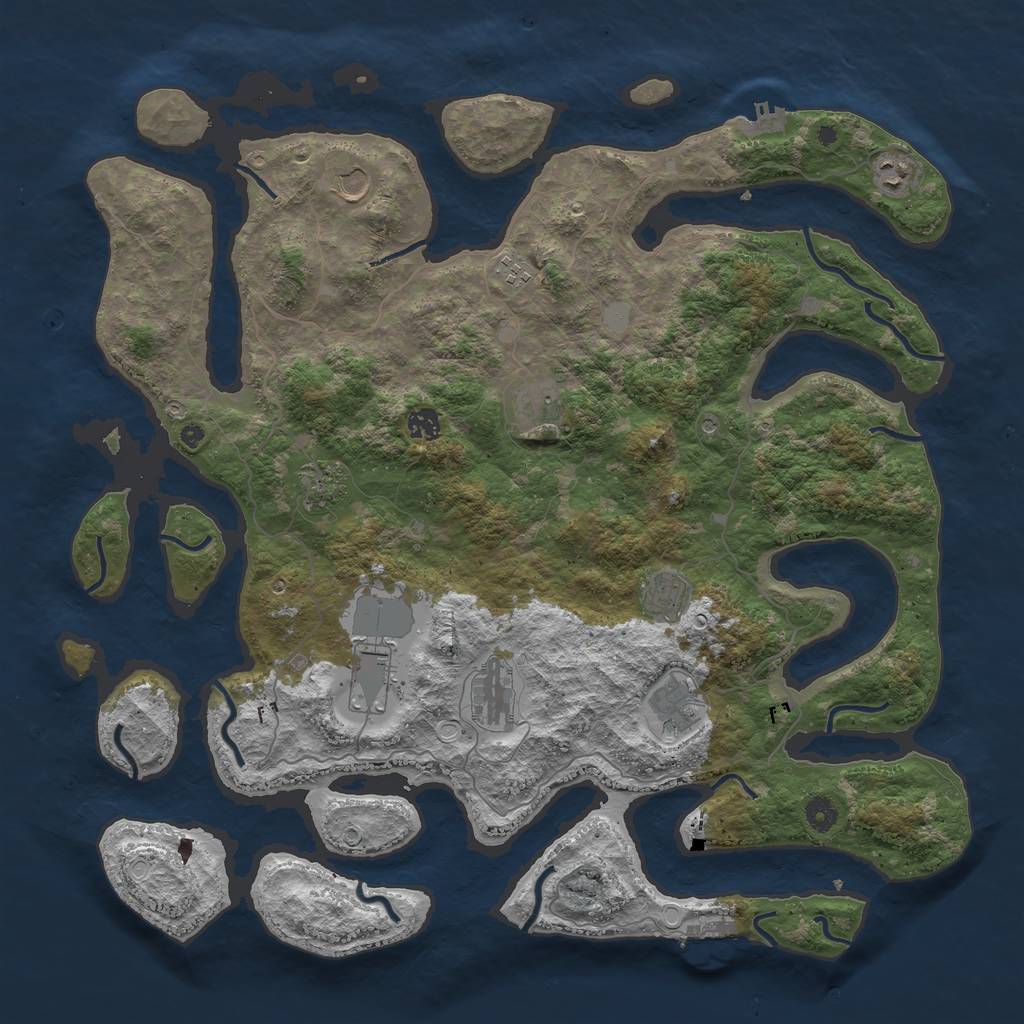 Rust Map: Procedural Map, Size: 4600, Seed: 1545659282, 18 Monuments