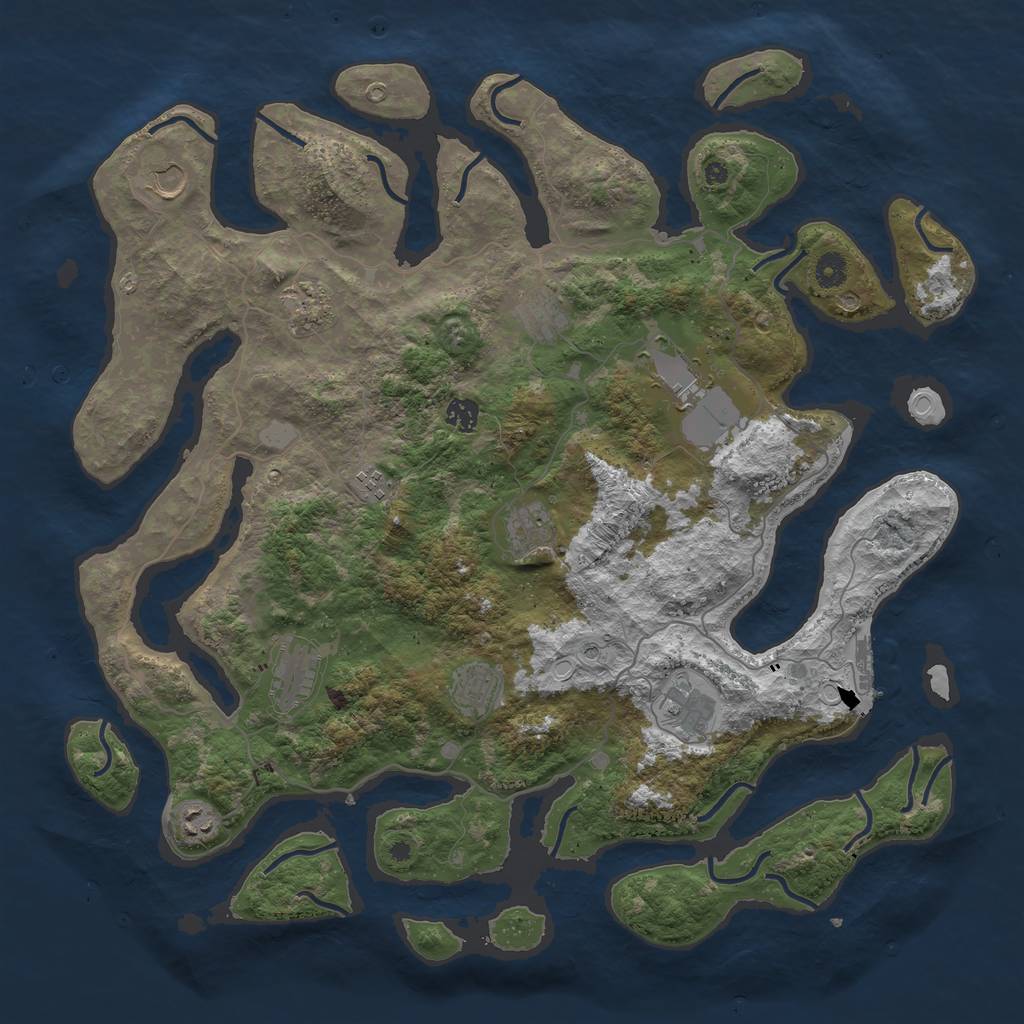 Rust Map: Procedural Map, Size: 4500, Seed: 1331536356, 18 Monuments
