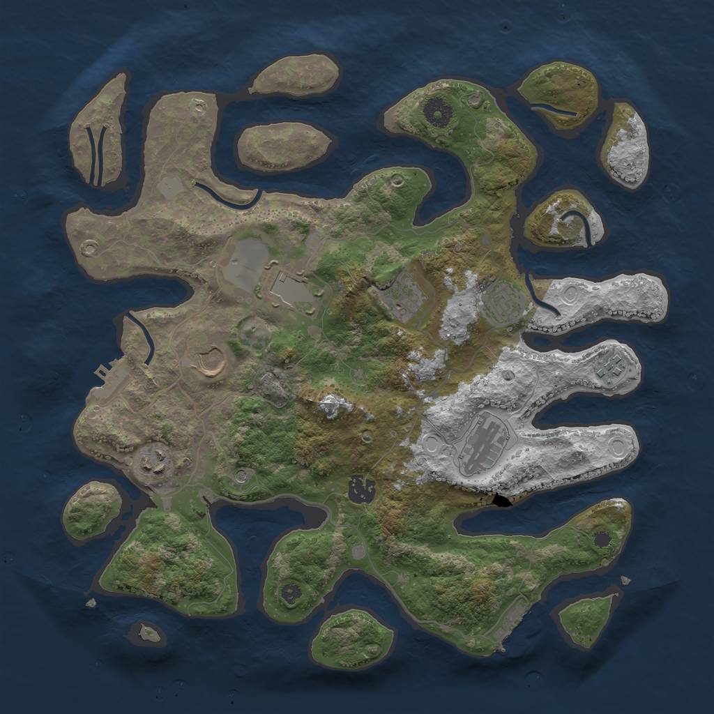 Rust Map: Procedural Map, Size: 3700, Seed: 3838552, 16 Monuments