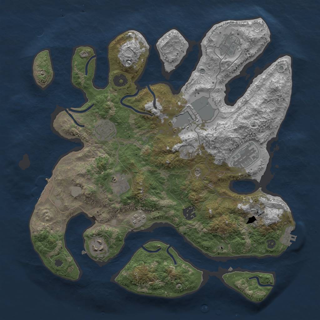 Rust Map: Procedural Map, Size: 3550, Seed: 324516, 16 Monuments