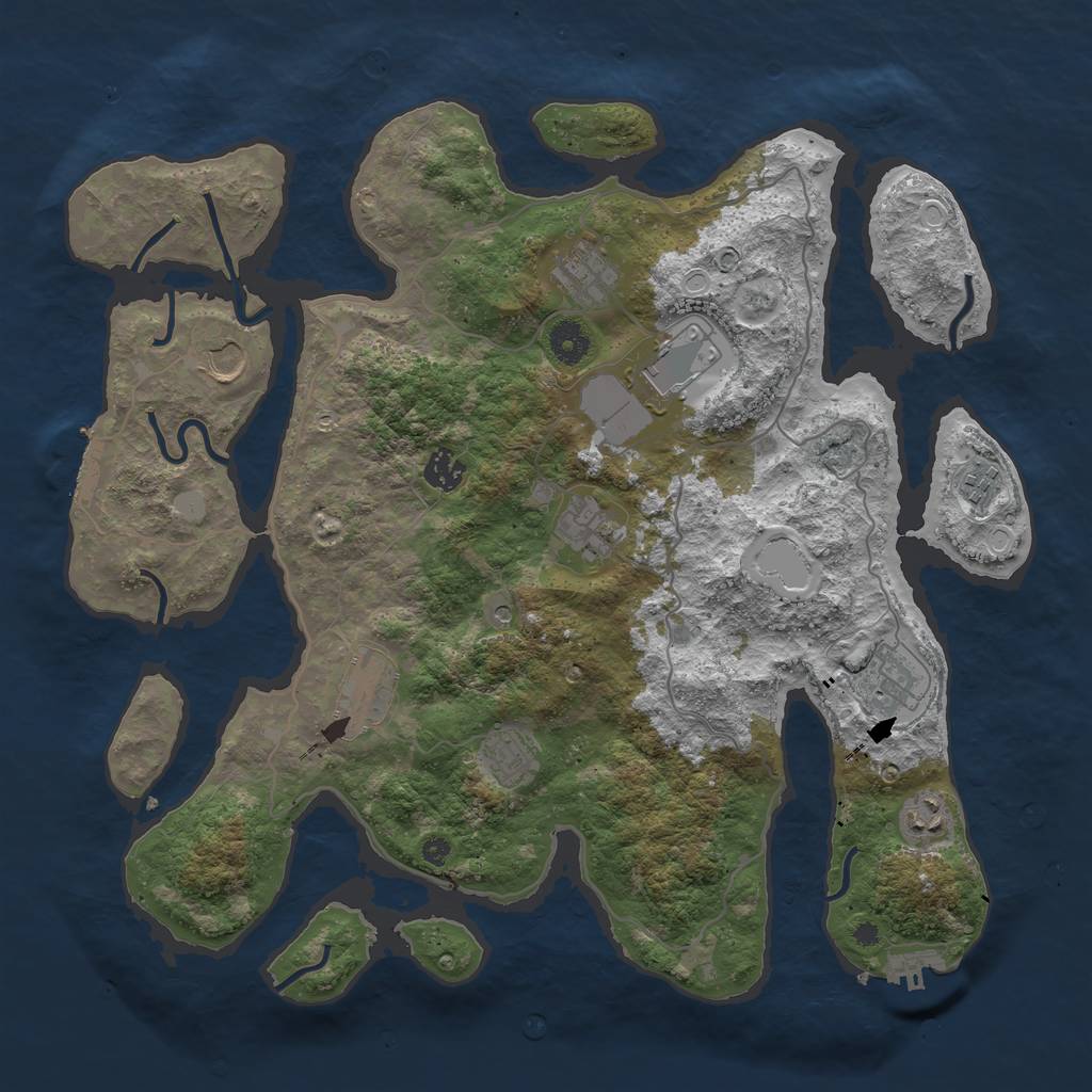 Rust Map: Procedural Map, Size: 4000, Seed: 643281, 18 Monuments