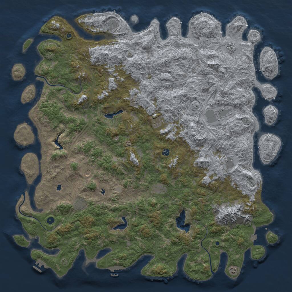 Rust Map: Procedural Map, Size: 6000, Seed: 36415, 17 Monuments