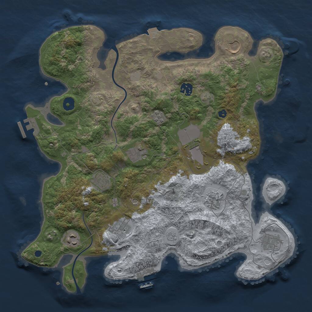Rust Map: Procedural Map, Size: 3700, Seed: 2836744, 16 Monuments