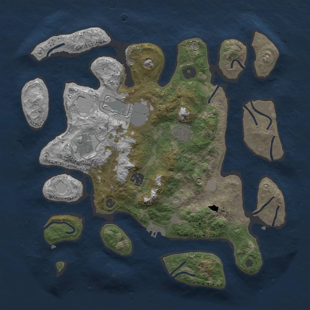 Rust Map: Procedural Map, Size: 3550, Seed: 108219, 11 Monuments