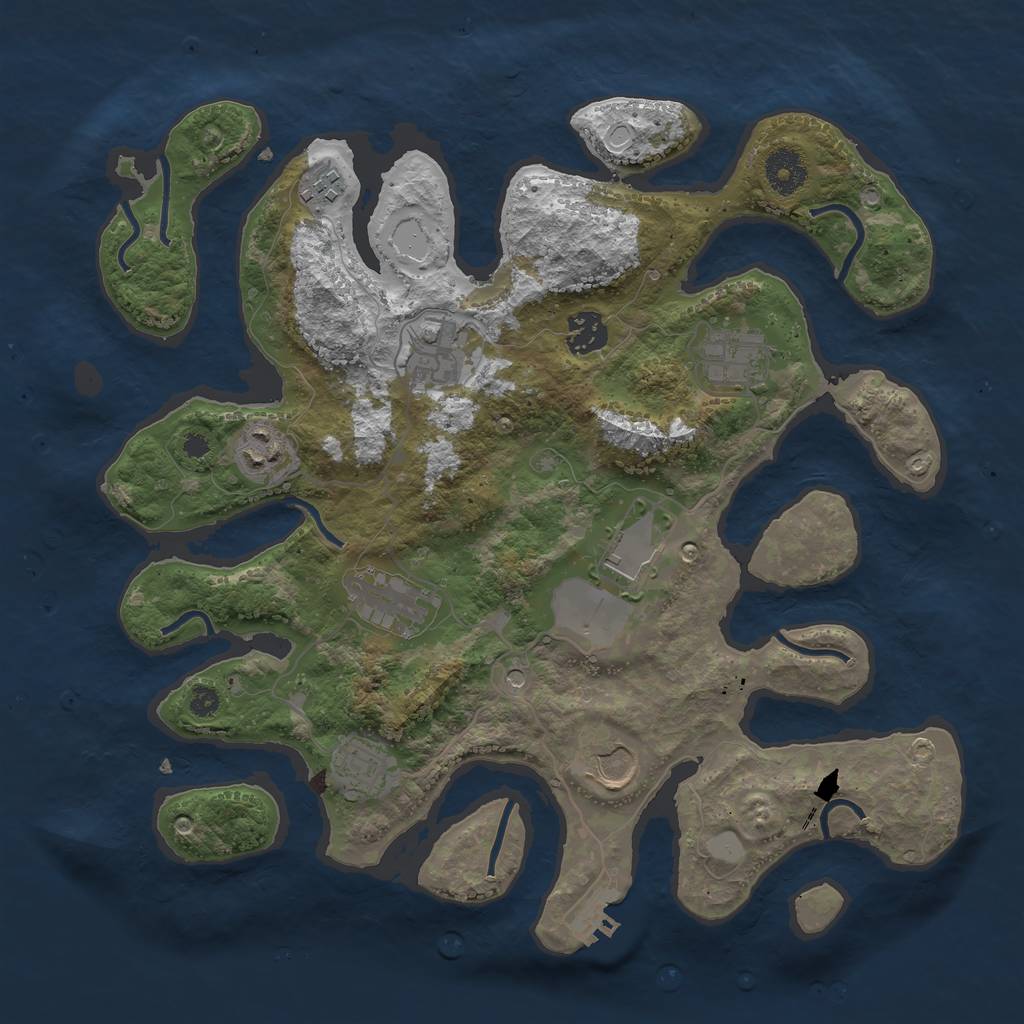 Rust Map: Procedural Map, Size: 3550, Seed: 38721, 16 Monuments