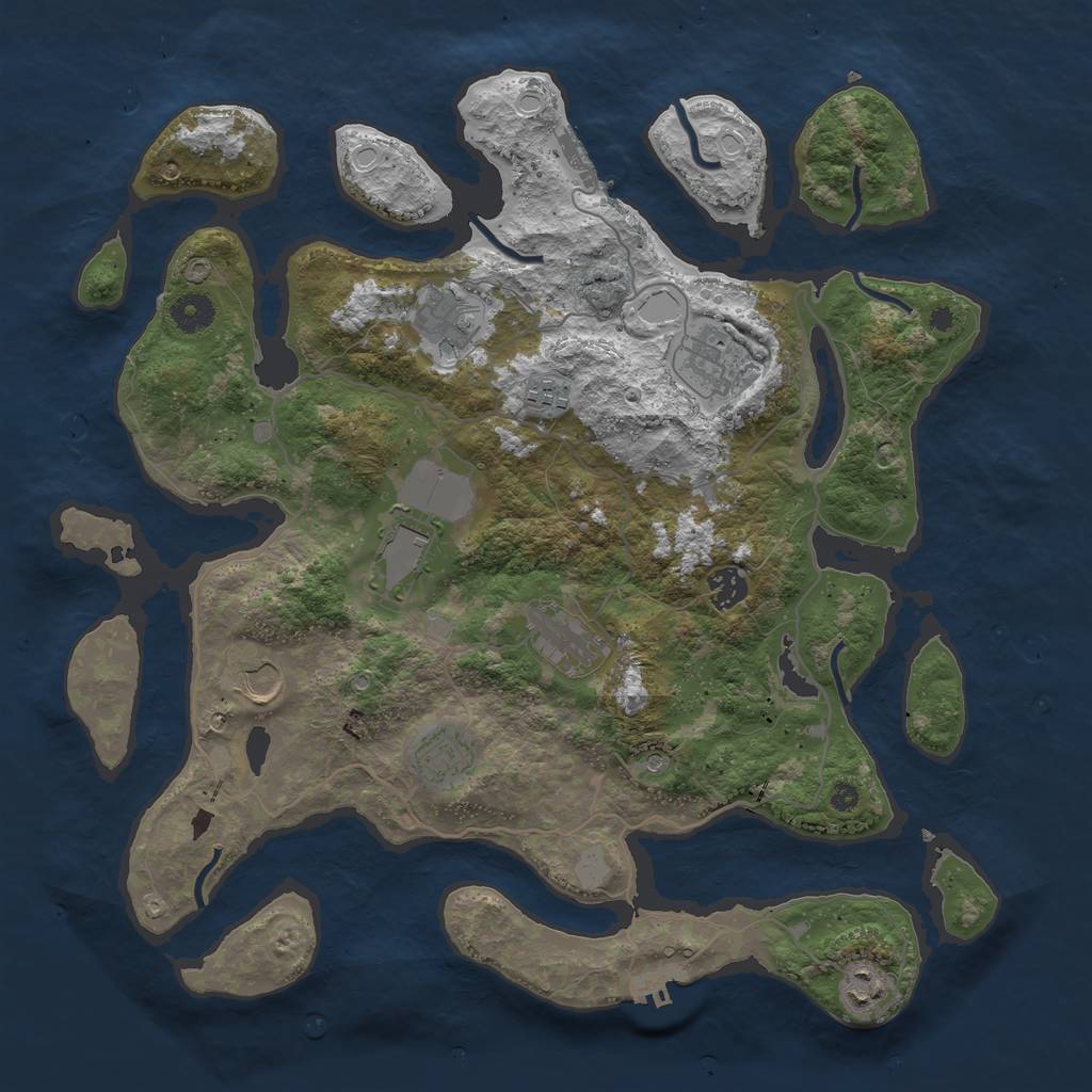 Rust Map: Procedural Map, Size: 4000, Seed: 74336802, 17 Monuments