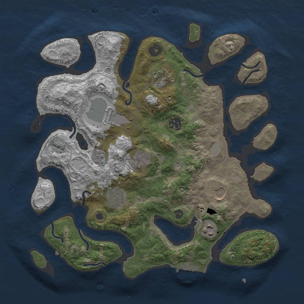 Rust Map: Procedural Map, Size: 3500, Seed: 1841407142, 15 Monuments