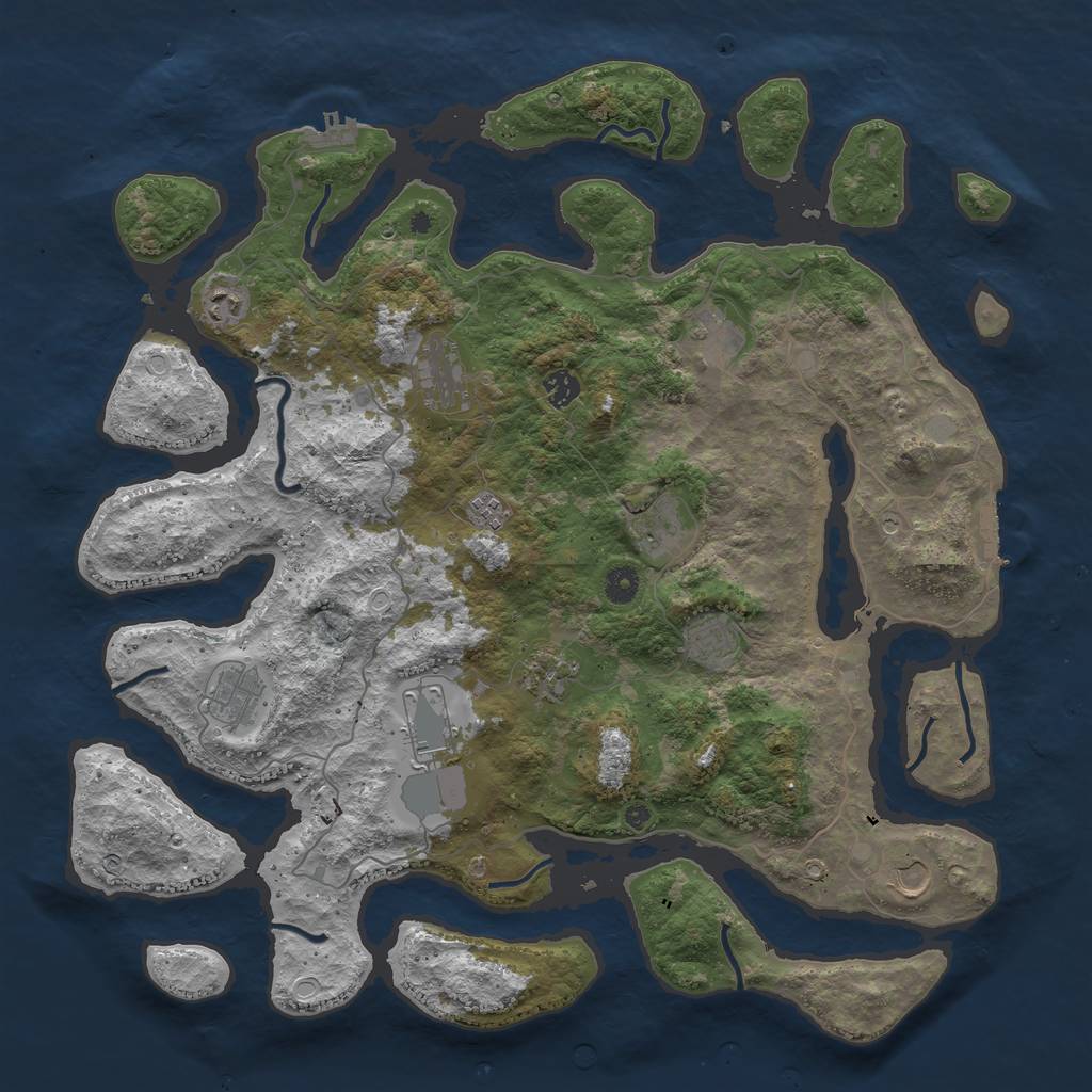 Rust Map: Procedural Map, Size: 4500, Seed: 1290676, 19 Monuments