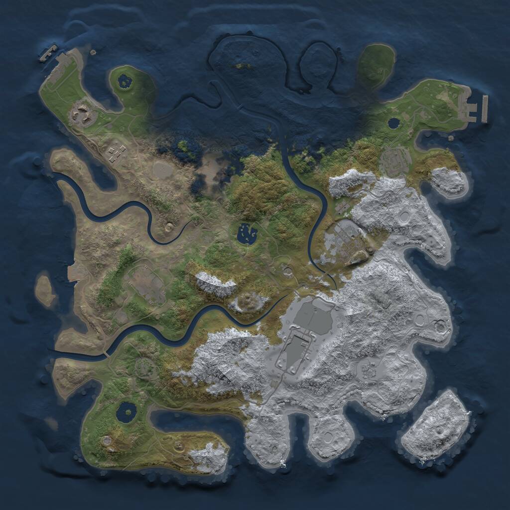 Rust Map: Procedural Map, Size: 3700, Seed: 771596151, 14 Monuments