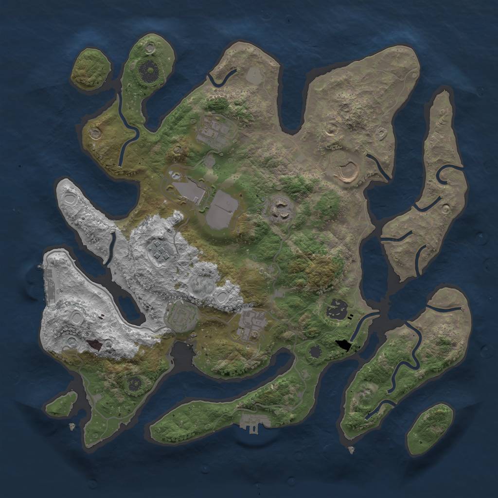 Rust Map: Procedural Map, Size: 3550, Seed: 644322, 16 Monuments