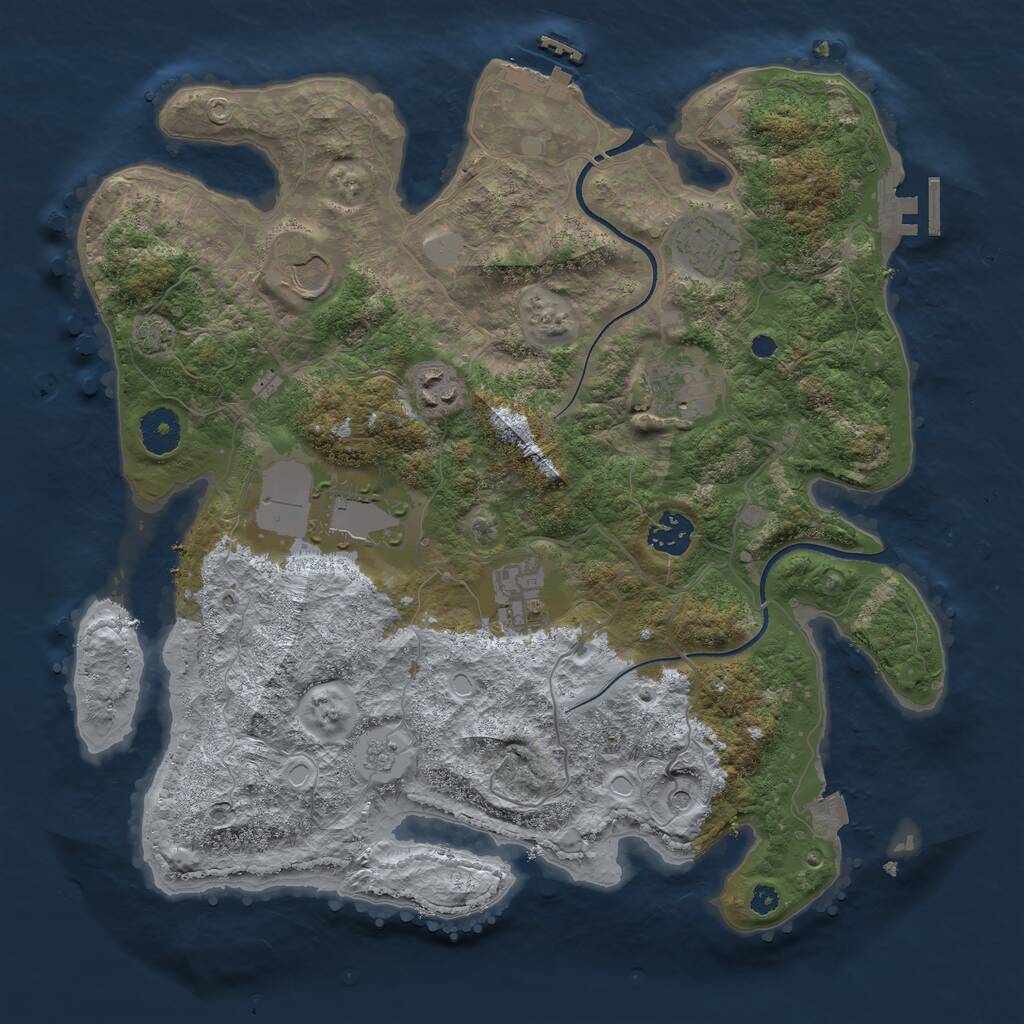 Rust Map: Procedural Map, Size: 3550, Seed: 406963, 13 Monuments