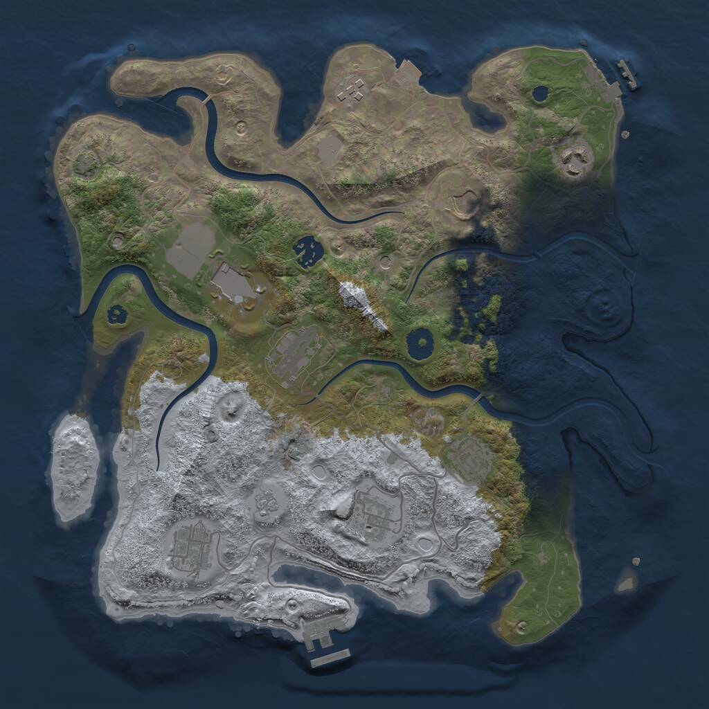Rust Map: Procedural Map, Size: 3550, Seed: 406963, 15 Monuments