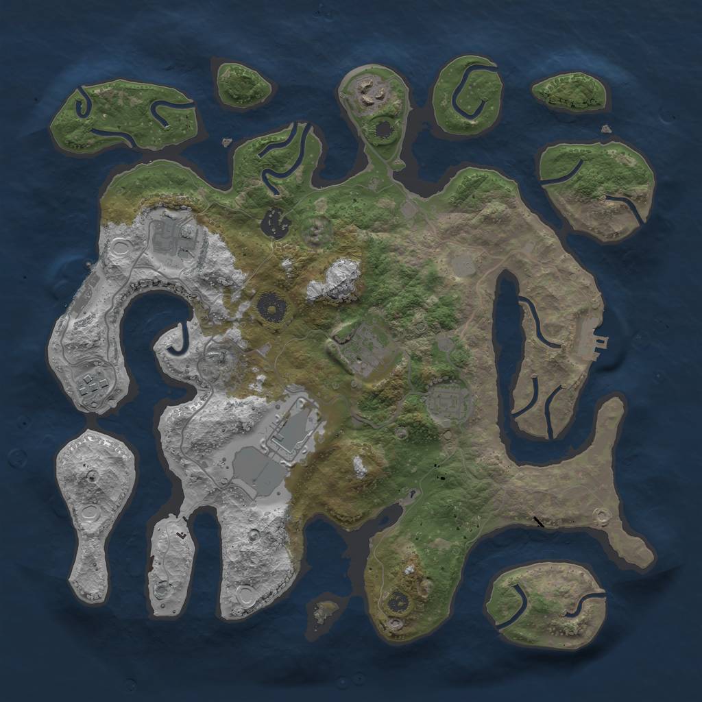 Rust Map: Procedural Map, Size: 3550, Seed: 443141, 14 Monuments