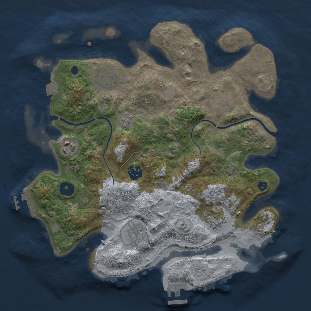 Rust Map: Procedural Map, Size: 3250, Seed: 1489761254, 13 Monuments