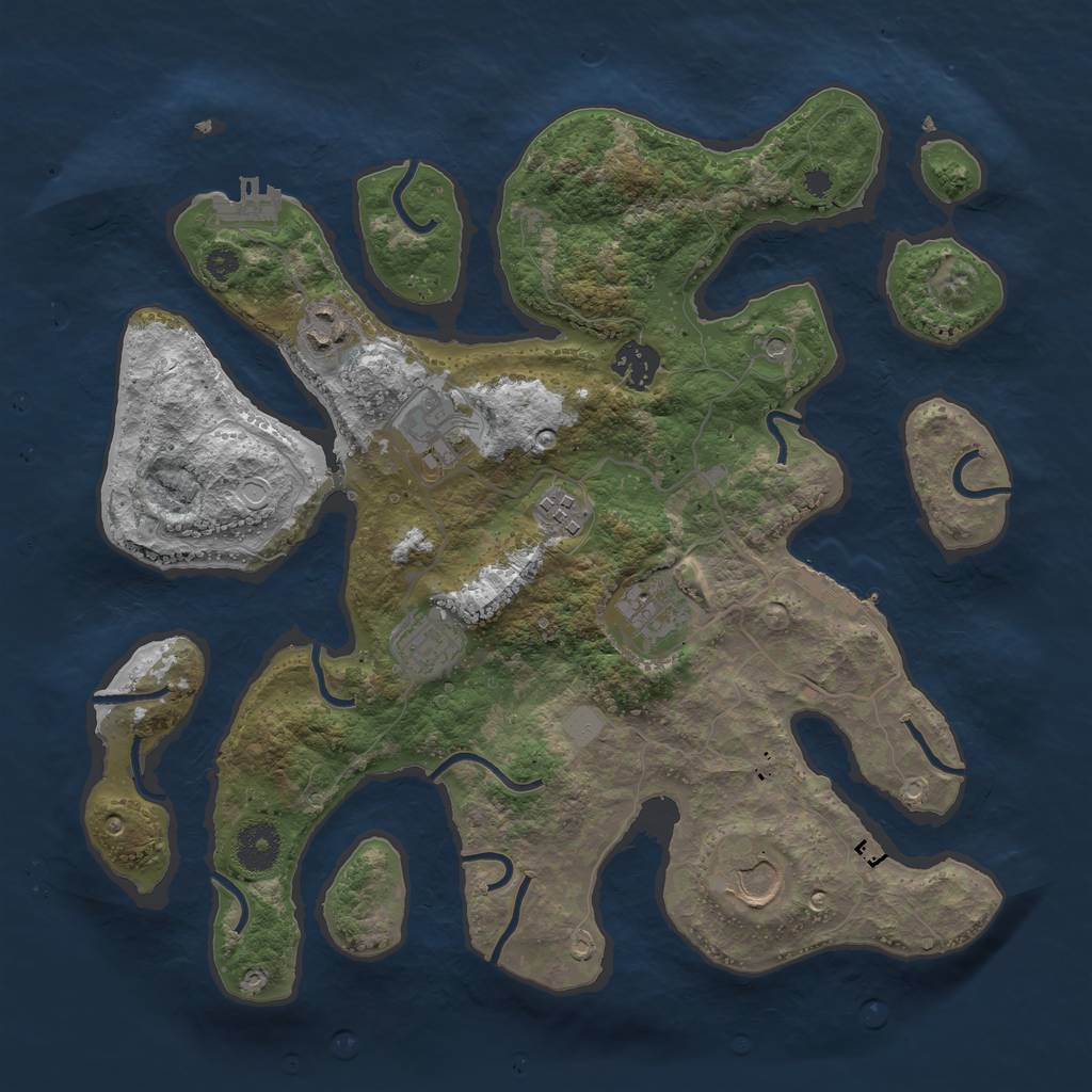 Rust Map: Procedural Map, Size: 3500, Seed: 1003039042, 15 Monuments