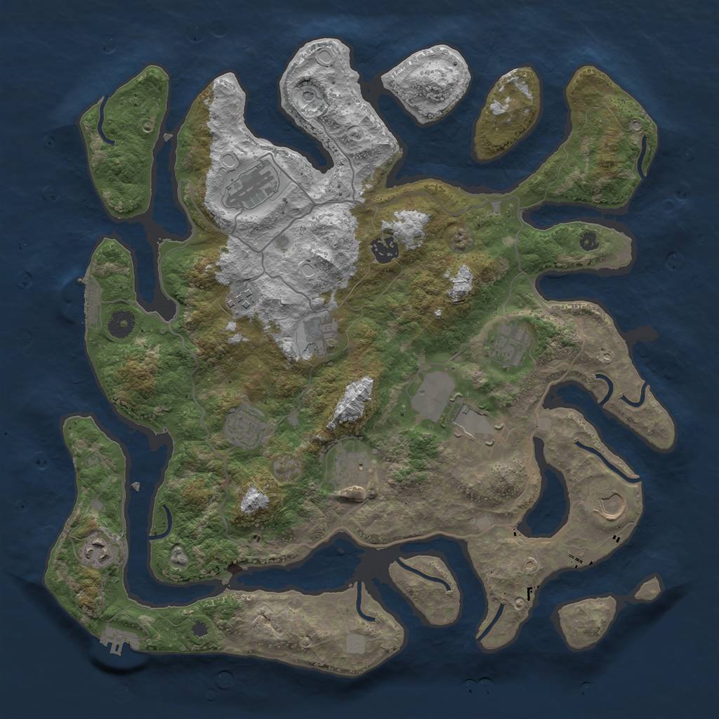 Rust Map: Procedural Map, Size: 4000, Seed: 227, 18 Monuments