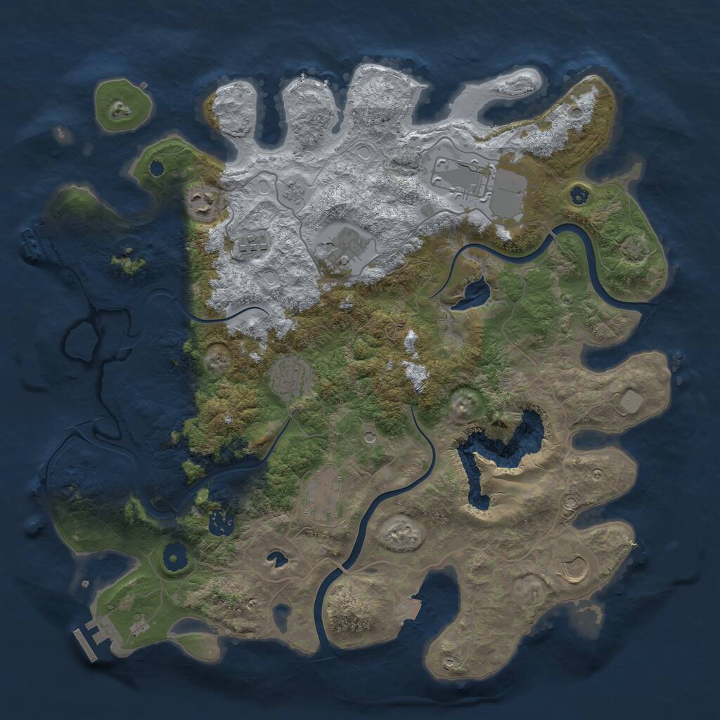 Rust Map: Procedural Map, Size: 4000, Seed: 590736, 14 Monuments