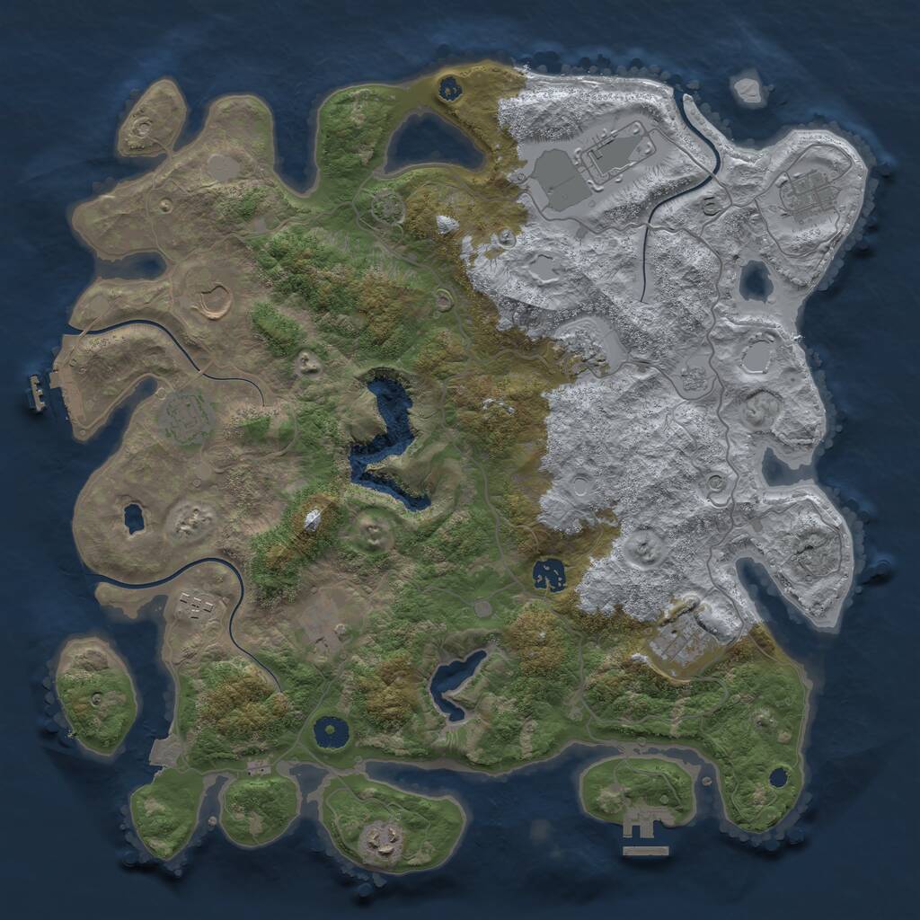 Rust Map: Procedural Map, Size: 4050, Seed: 254324219, 16 Monuments