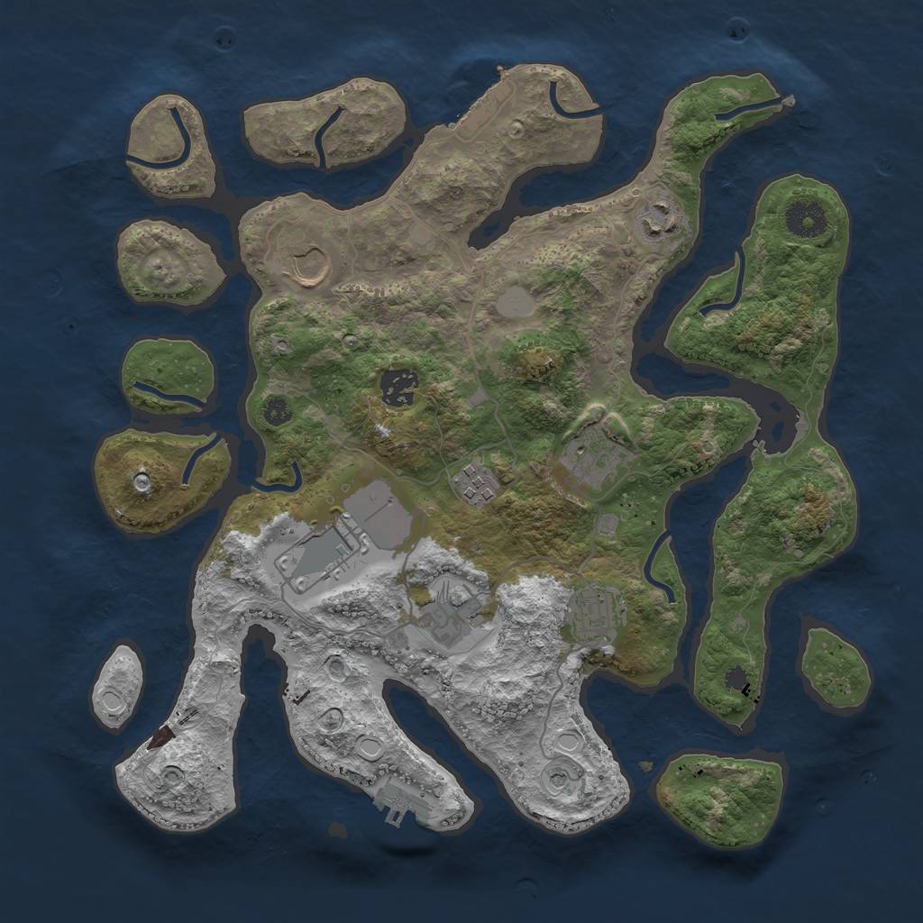 Rust Map: Procedural Map, Size: 3500, Seed: 710645536, 16 Monuments