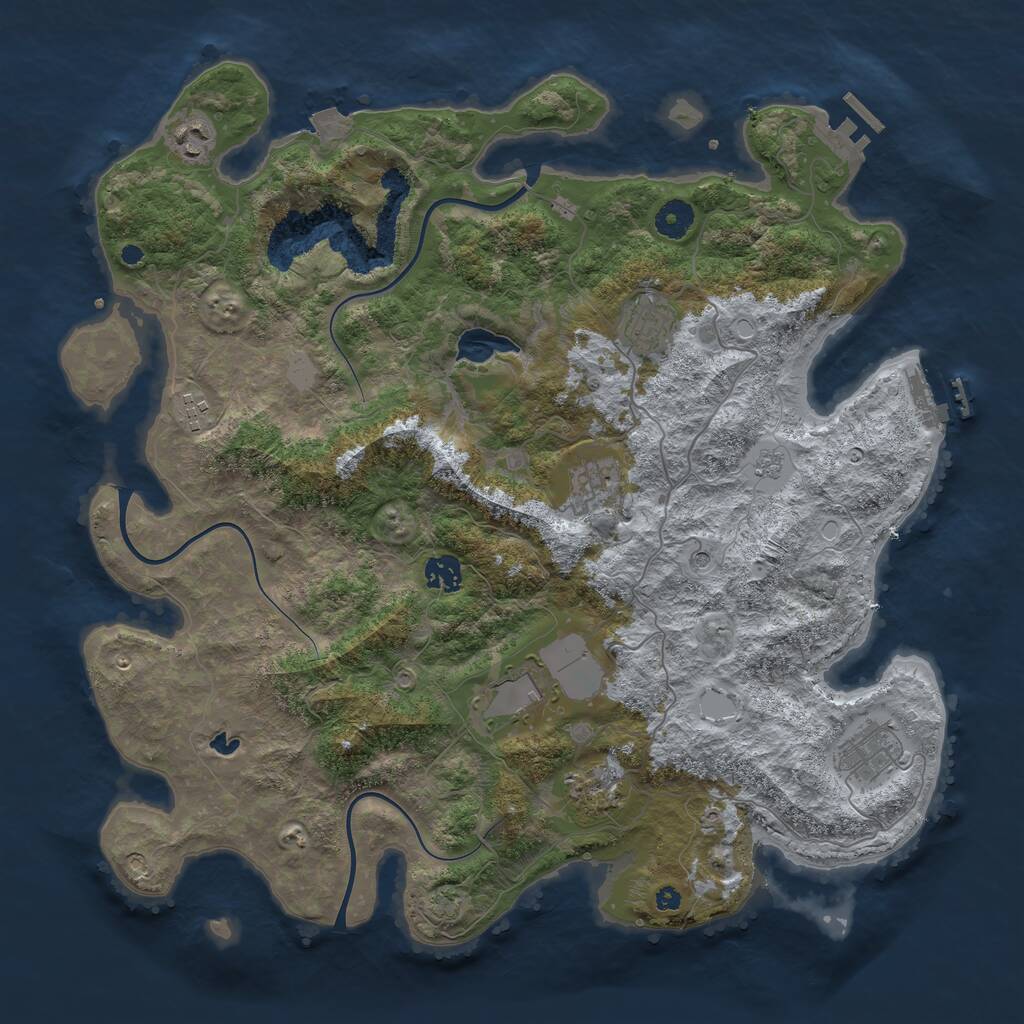 Rust Map: Procedural Map, Size: 4050, Seed: 1164909935, 14 Monuments
