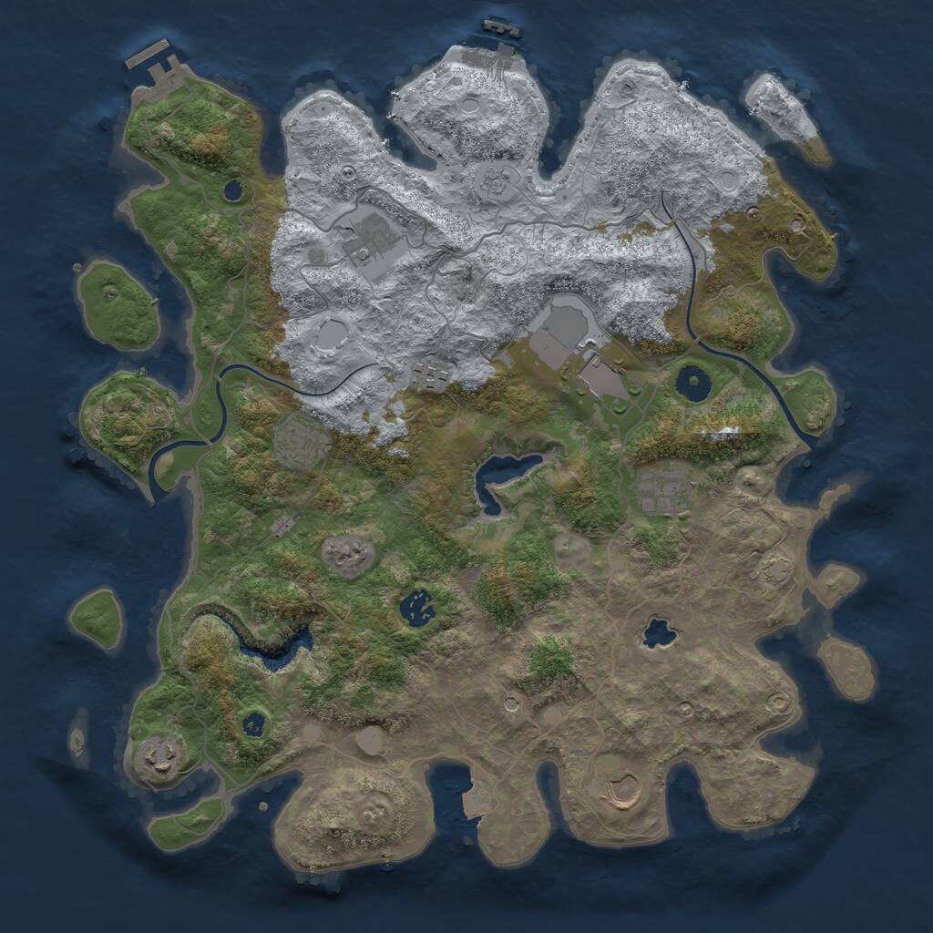 Rust Map: Procedural Map, Size: 4000, Seed: 53494, 14 Monuments