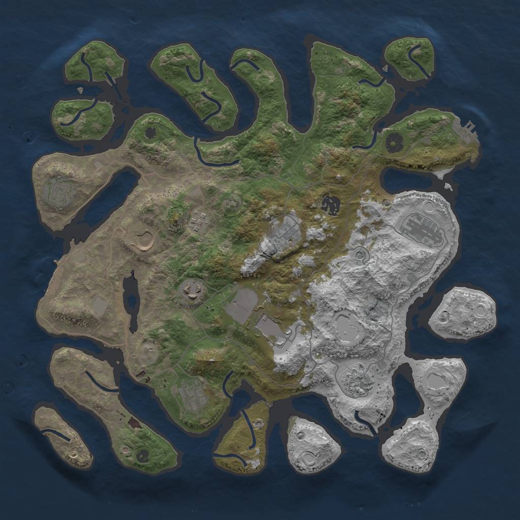 Rust Map: Procedural Map, Size: 4000, Seed: 570698, 18 Monuments