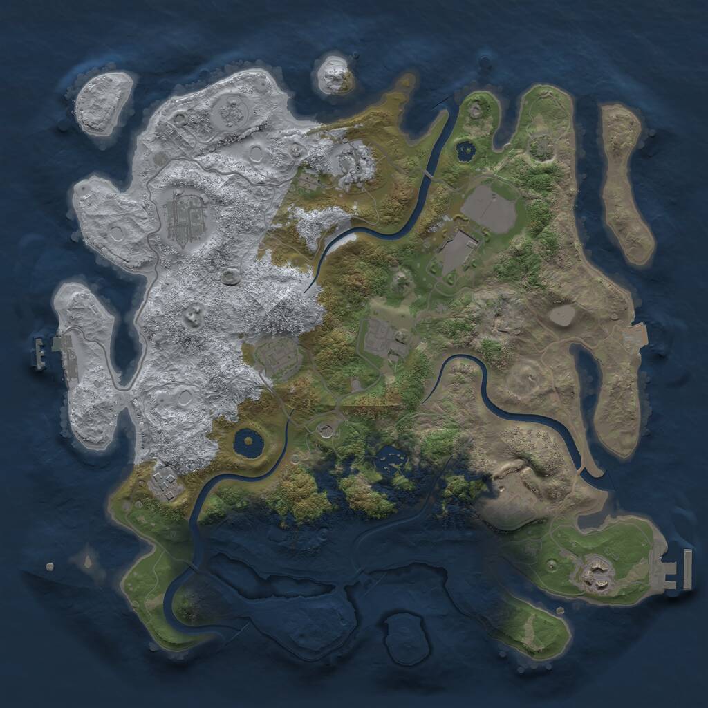 Rust Map: Procedural Map, Size: 3550, Seed: 342897, 15 Monuments