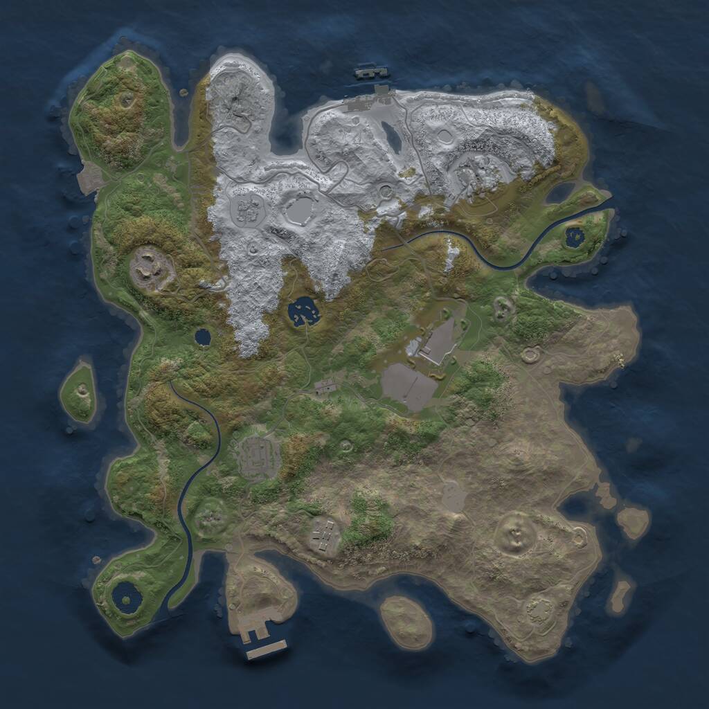 Rust Map: Procedural Map, Size: 3500, Seed: 787490501, 12 Monuments