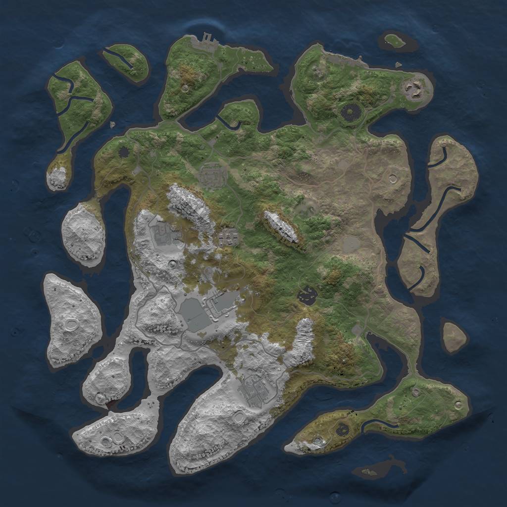 Rust Map: Procedural Map, Size: 4000, Seed: 883916, 15 Monuments