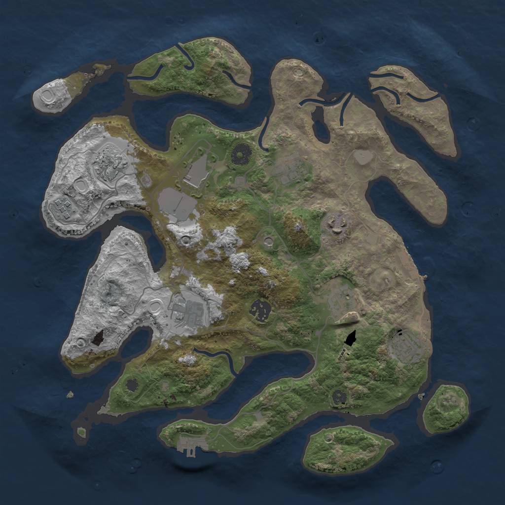 Rust Map: Procedural Map, Size: 3550, Seed: 27985, 17 Monuments