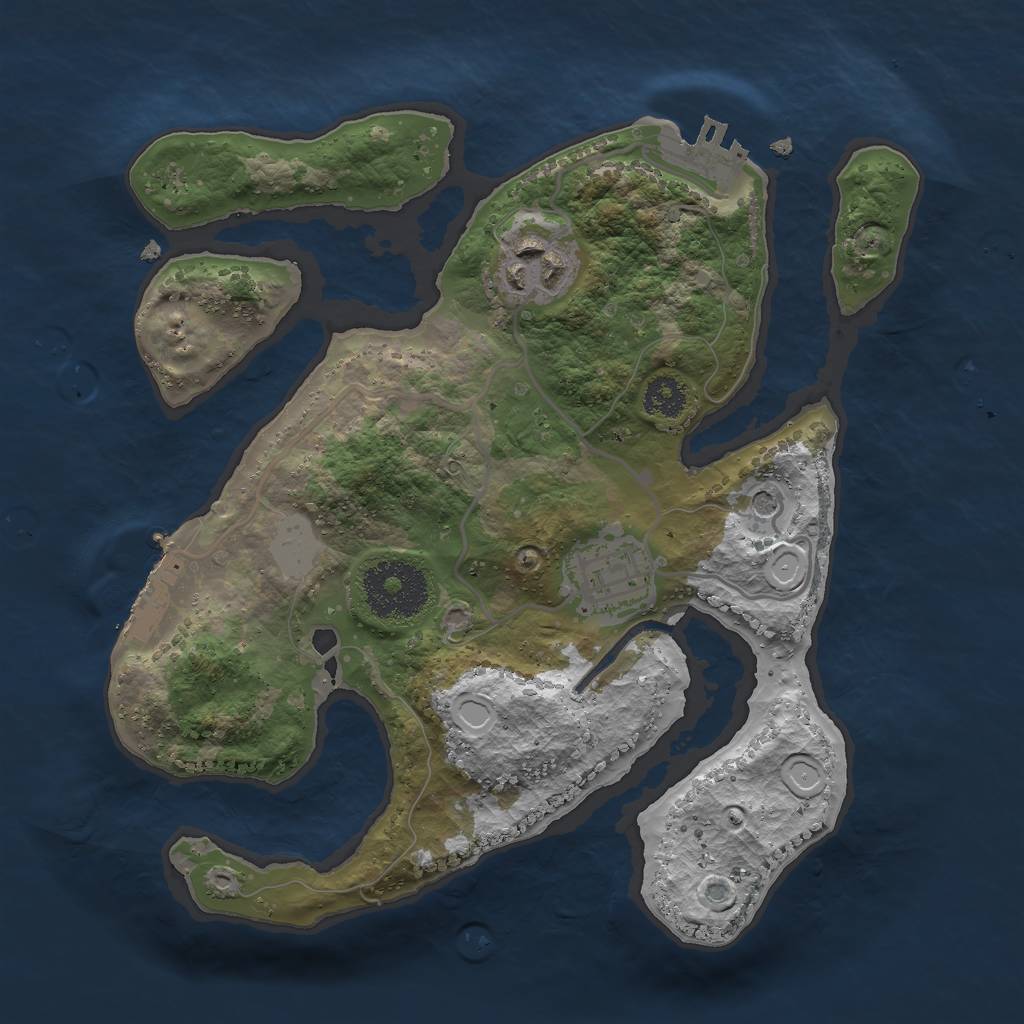 Rust Map: Procedural Map, Size: 2500, Seed: 12699, 10 Monuments